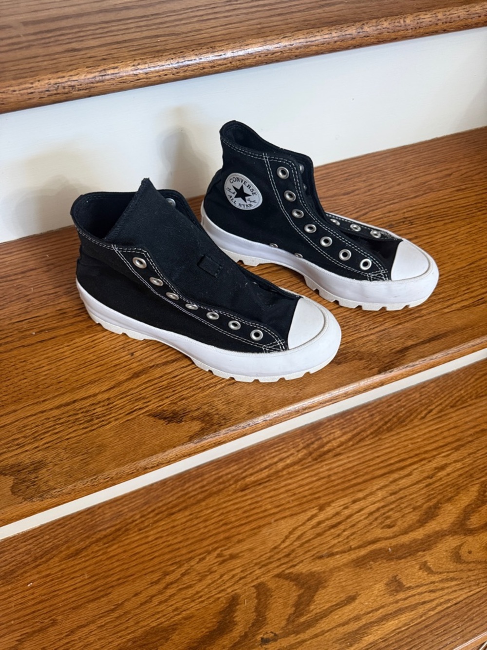 Converse Black and White High-Top Canvas Sneakers - Picture 2 of 5